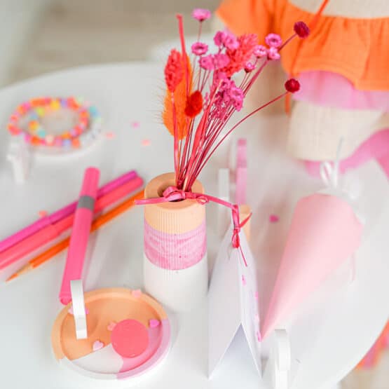 DIY Stoffe Inspiration - Schultüte Streifen Orange Pink - Silikonform - Bastelvorlage