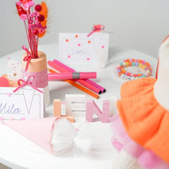 DIY Stoffe Inspiration - Schultüte Streifen Orange Pink - Silikonform - Bastelvorlage