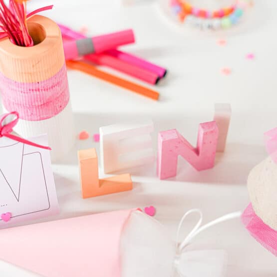 DIY Stoffe Inspiration - Schultüte Streifen Orange Pink - Silikonform - Bastelvorlage