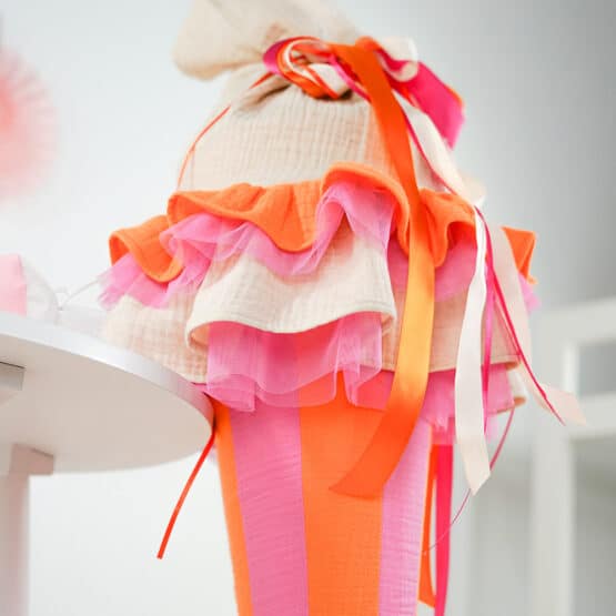 DIY Stoffe Inspiration - Schultüte Streifen Orange Pink