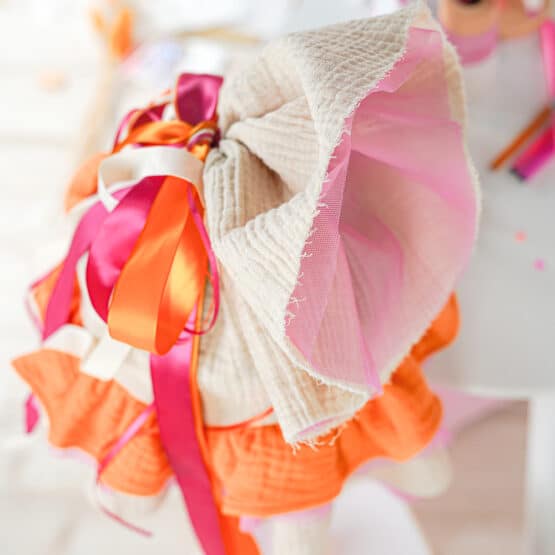 DIY Stoffe Inspiration - Schultüte Streifen Orange Pink