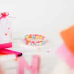 Diy Stoffe Inspiration 594j Schultuete Streifen Orange Pink Buchstabenperlen Kunststoffperlen Farbig