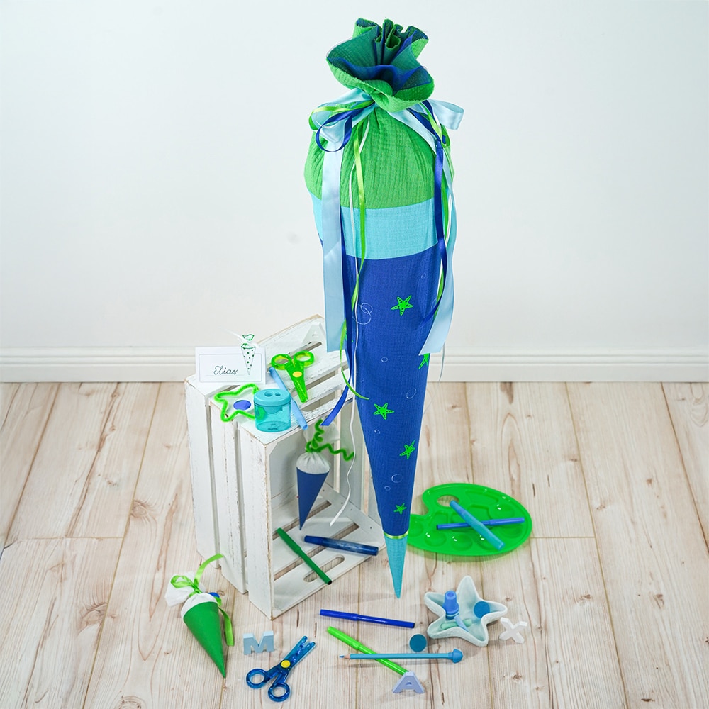 Diy Stoffe Inspiration 594q Schultuete Seesterne Aqua Blau Silikonform Plottermotiv Bastelvorlagen