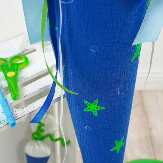 DIY Stoffe Inspiration - Schultüte - Seesterne - Aqua Blau - Plottermotiv