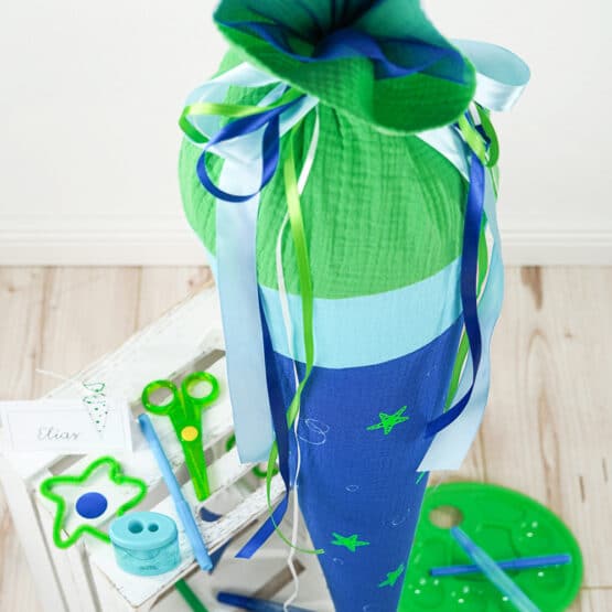 Diy Stoffe Inspiration 594z Schultuete Seesterne Aqua Blau Plottermotiv Bastelvorlagen