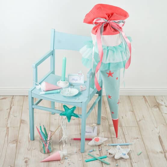 Diy Stoffe Inspiration 595d Schultuete Seesterne Mint Koralle Bastelvorlagen Zauberstab Silikonform Muscheln Plottermotiv