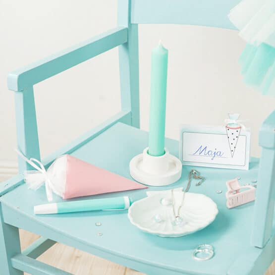 DIY Stoffe Inspiration - Schultüte - Seesterne - Mint Koralle - Bastelvorlagen - Zauberstab - Silikonform Muscheln - Kerzenhalter