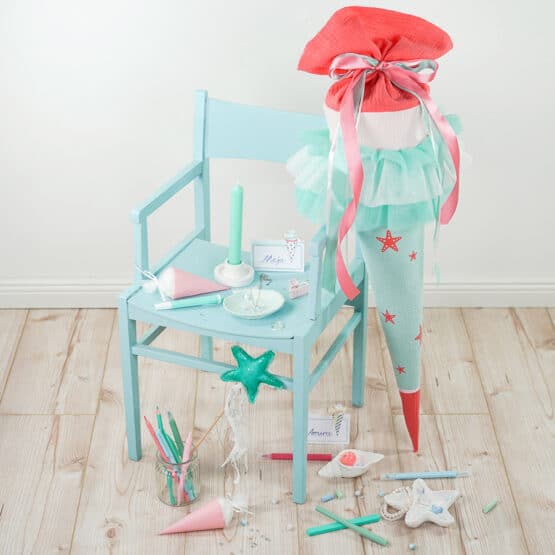 Diy Stoffe Inspiration 595v Schultuete Seesterne Mint Koralle Bastelvorlagen Silikonform Muscheln Kerzenhalter Plottermotiv