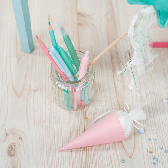 DIY Stoffe Inspiration - Schultüte Seesterne - Mint Koralle - Bastelvorlage