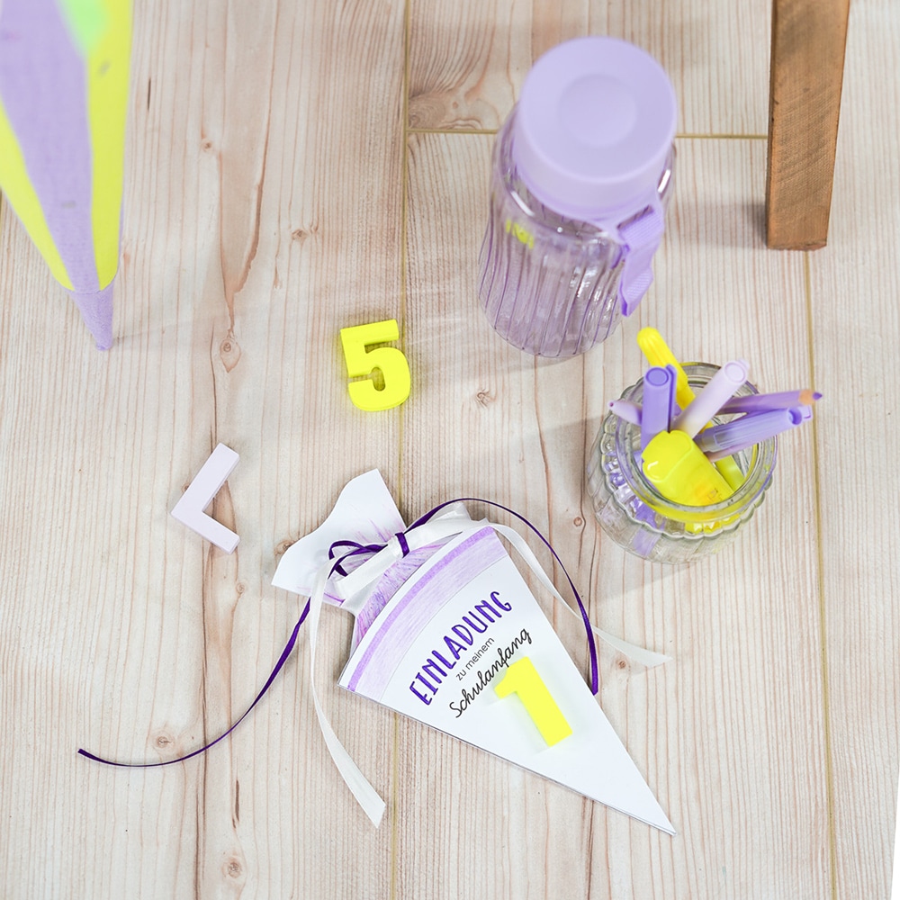 Diy Stoffe Inspiration 596v Schultuete Streifen Lavendel Gelb Silikonform Buchstaben Bastelvorlage