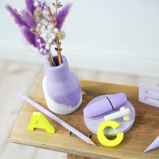 Diy Stoffe Inspiration 597b Schultuete Streifen Lavendel Gelb Silikonform Vase Buchstaben Untersetzer