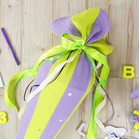 DIY Stoffe Inspiration - Schultüte Streifen Lavendel Gelb - Silikonform Buchstaben