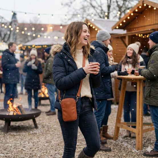 Handytasche - Kunstleder Cognac