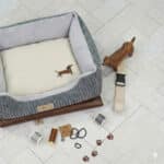 Velvet Breitcord Grau Teddyfleece Helles Grau Hundekoerbchen Kik