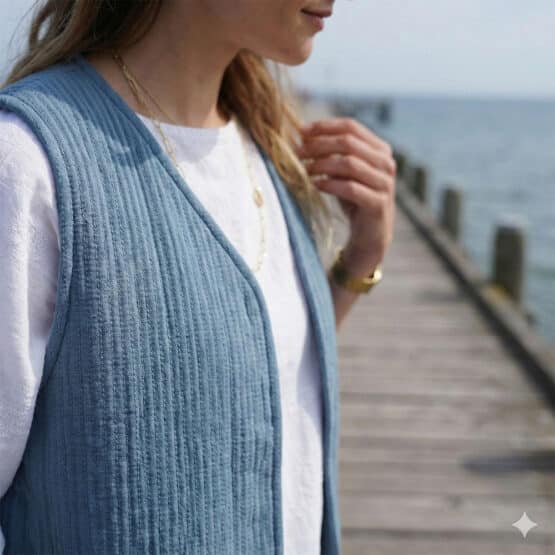 Weste Stepp Musselin Dusk Blue Kik