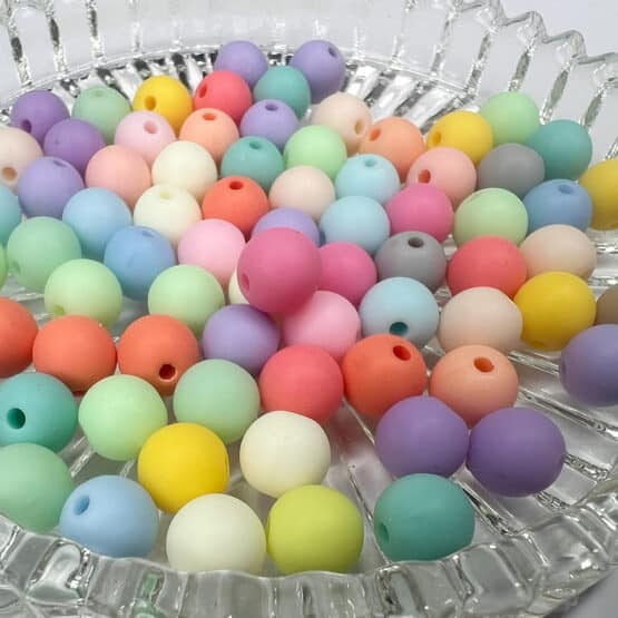 Kunststoffperlen Gummiert 8 Mm Farbig Rund 1