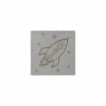 Label „Rocket“ – 40 x 40 mm – Silber