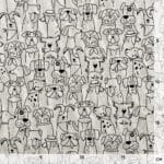 Leichter Canvas in Leinenoptik – Sketched Dogs – Dunkles Natur Melange