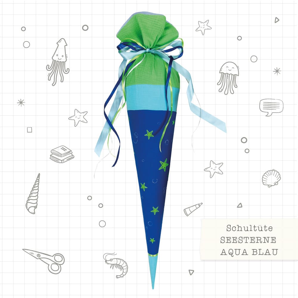 Schultuete Seesterne Aqua Blau Schultuete Seesterne Aqua Blau