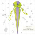 Schultuete Streifen Lavendel Gelb