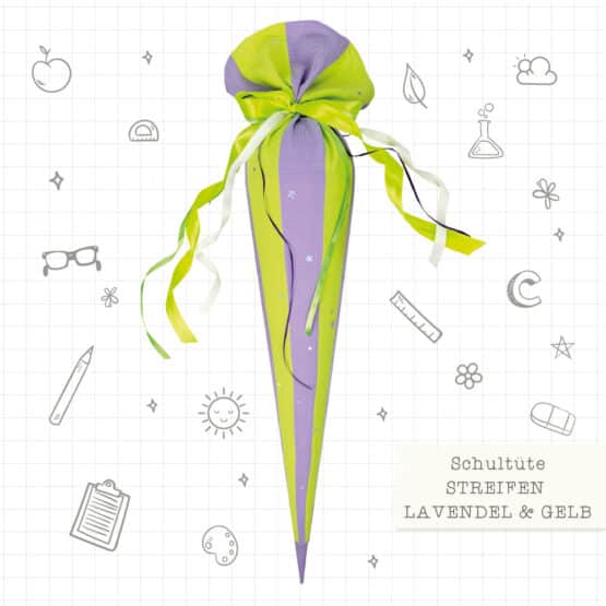 Schultuete Streifen Lavendel Gelb