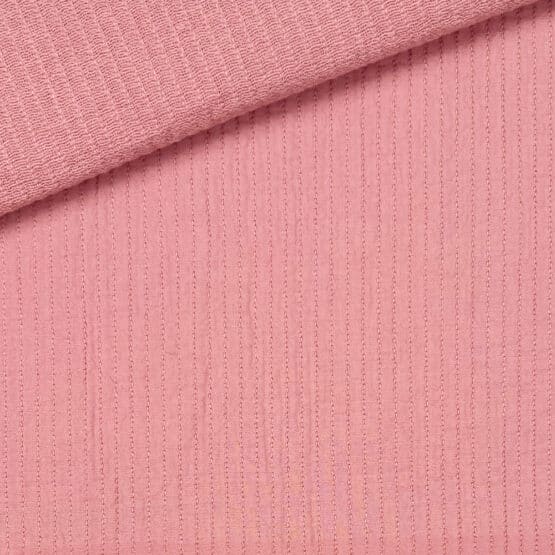 Vintage Musselin Gesteppte Streifen Dusty Rose 1