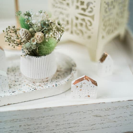 Diy Stoffe Inspiration 597o Giessen Glimmer Flakes Haeuser Untersetzer Toepfchen