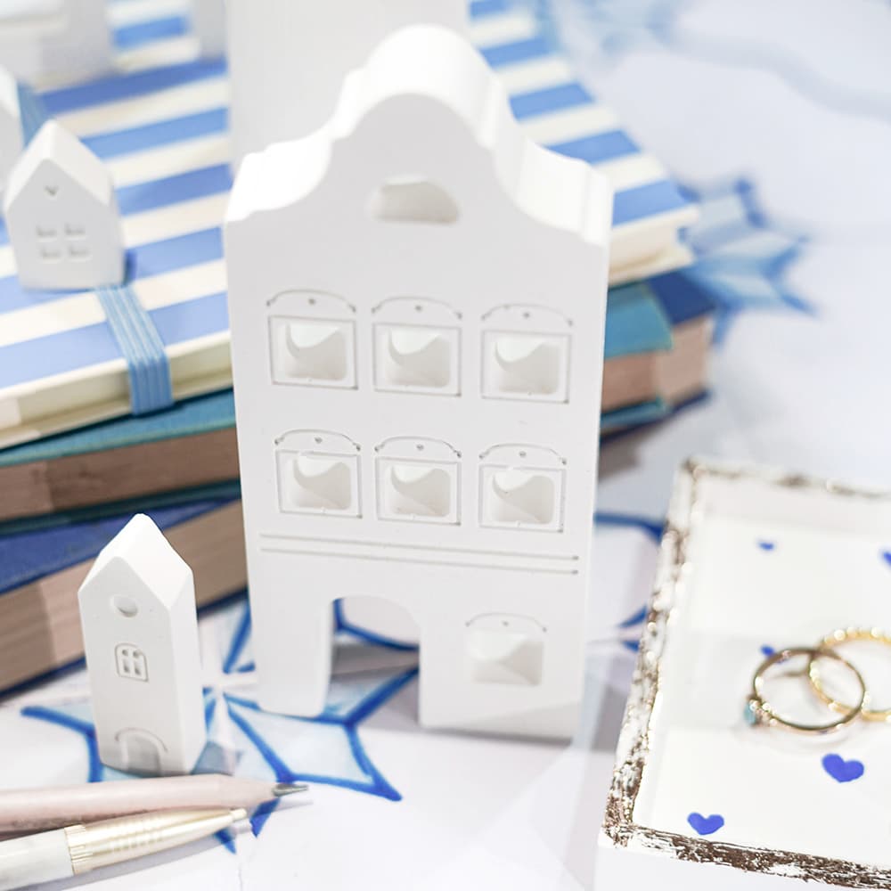 Diy Stoffe Inspiration 604o Giessen Paket Untersetzer Quadrat Haeuser Mini Pigment Ultrablau Weiss Spiegelfolie