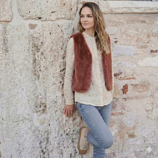 Kunstfell Kupferbraun Weste Winalea