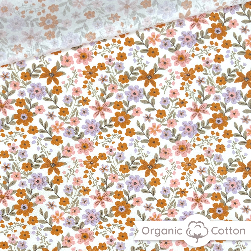 Popeline Copper Millefleur Staubweiss Organic 4 Popeline Copper Millefleur Staubweiss Organic 4