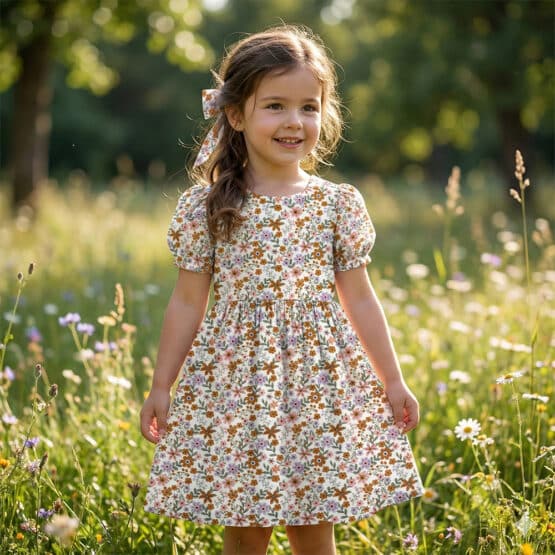 Popeline Copper Millefleur Staubweiss Organic Kif