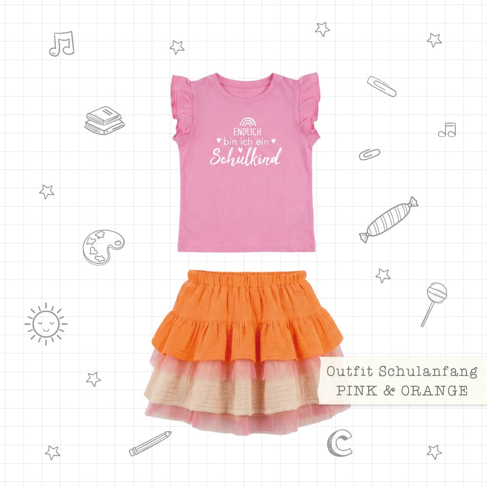 Schulanfang Outfit Pink Orange 1 Schulanfang Outfit Pink Orange 1