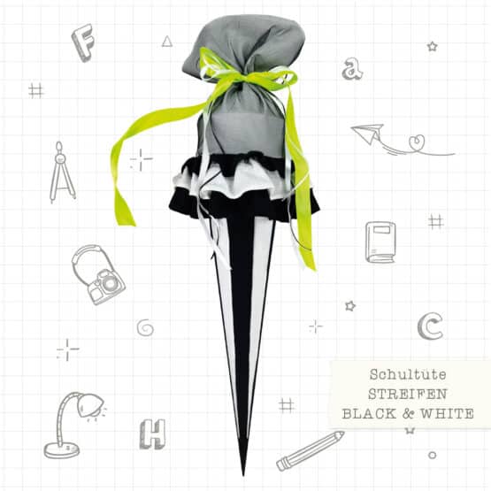 Schultuete Streifen Black And White