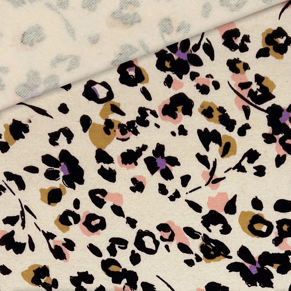 French Terry Leichter Kuschelsweat Leo Flowers Natur 3 French Terry Leichter Kuschelsweat Leo Flowers Natur 3