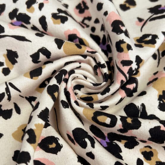 French Terry – leichter Kuschelsweat – Leo Flowers – Natur