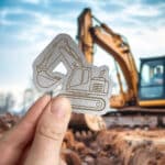 Kunstleder Label Bagger Silber