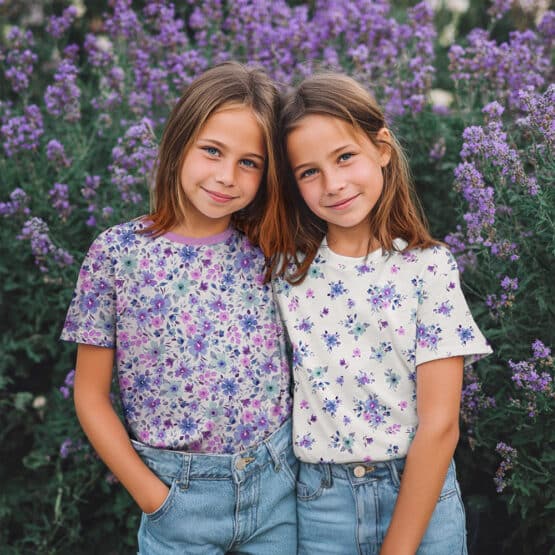 Single Jersey Lavendel Blau Blueten