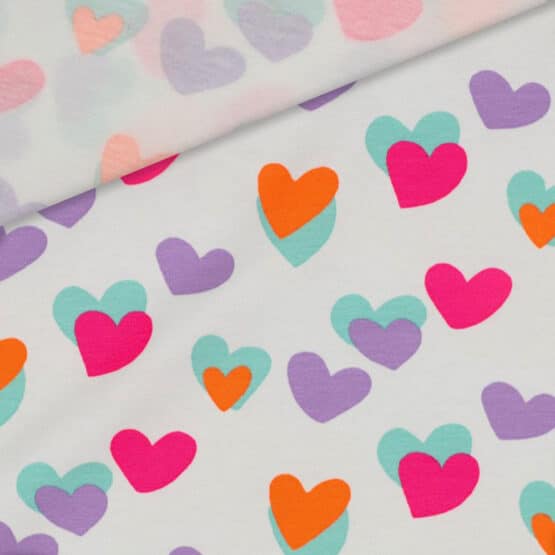 Single Jersey Neon Hearts Weiss 1