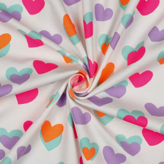 Single Jersey – Neon Hearts – Weiß
