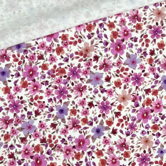 Single Jersey Pink Fuchsia Blueten Warmweiss 4