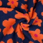 Teddyfleece Big Flowers Marineblau 4