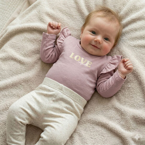 Baby Outfit Single Jersey Helles Altrosa Leggings Baumwoll Leinen Natur Kik