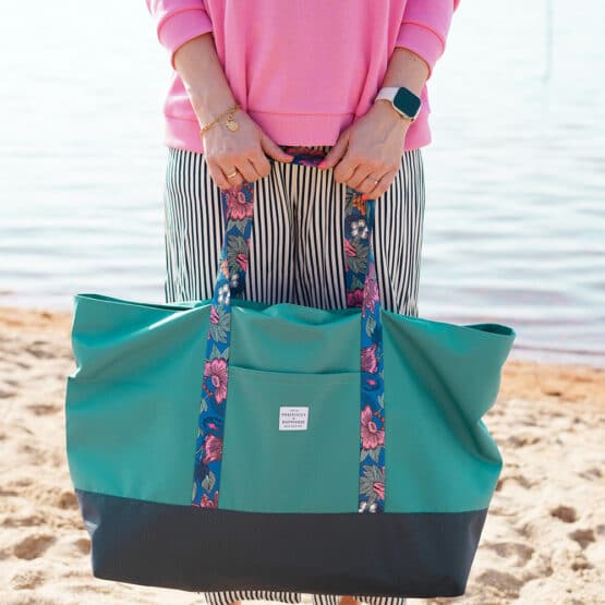 DIY Stoffe Inspiration - Strandtasche XL - Aquamarin Outdoor - Gurtband