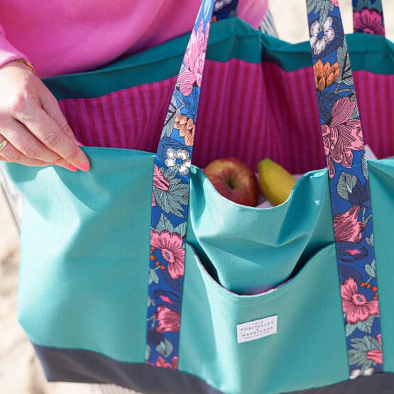 DIY Stoffe Inspiration - Strandtasche XL - Aquamarin Outdoor - Gurtband