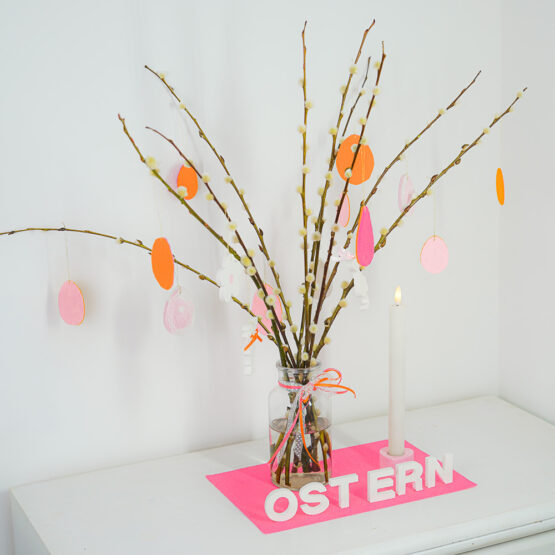 Diy Stoffe Inspiration 606o Giessen Paket Ostern Satin Organzaband Buchstaben Fuchsia Eier Orange Filz