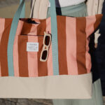 Diy Stoffe Inspiration 606q Strandtasche Xl Streifen Coral Caramel Outdoor Canvas Gurtband Label