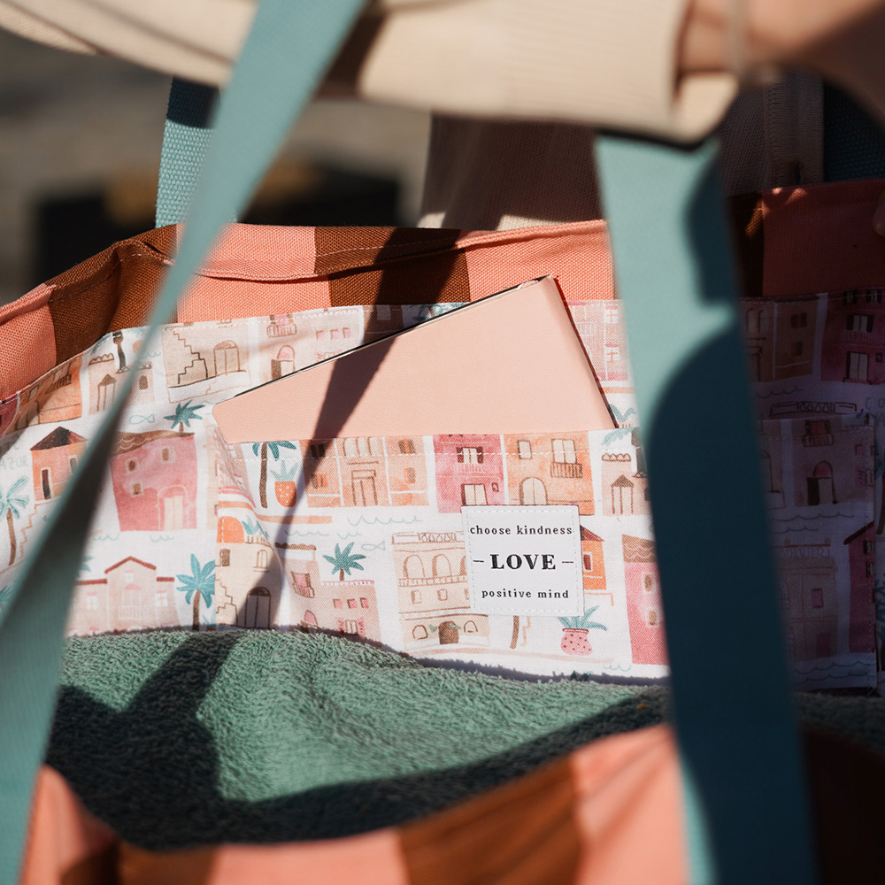 Diy Stoffe Inspiration 607f Strandtasche Xl Streifen Coral Caramel Baumwoll Deko Haeuser Label