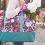 Diy Stoffe Inspiration 607v Strandtasche Xl Streifen Painted Flowers Outdoor Gurtband Label