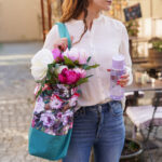 Diy Stoffe Inspiration 607x Strandtasche Xl Streifen Painted Flowers Outdoor