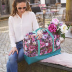 Diy Stoffe Inspiration 607y Strandtasche Xl Streifen Painted Flowers Outdoor Gurtband Label